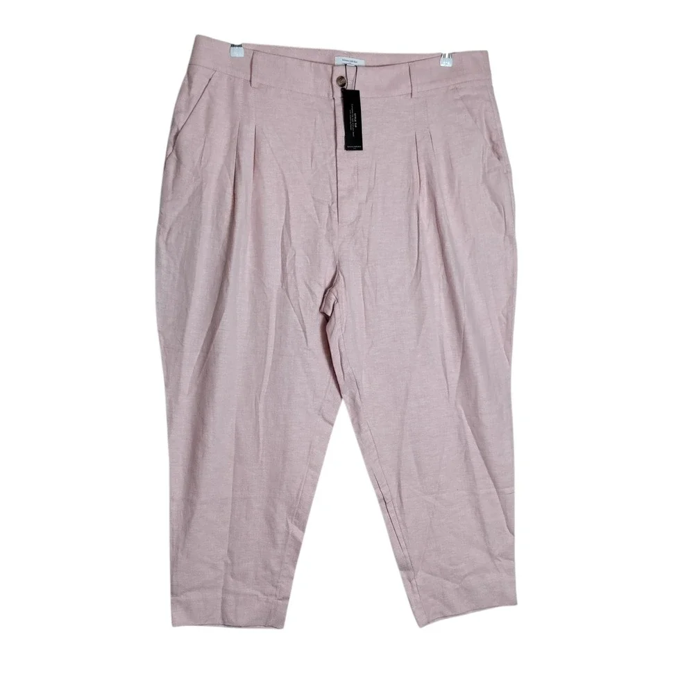 Banana Republic Pink Linen Blend Pleated Tapered Pants Size 20